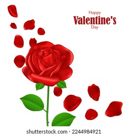 Vector illustration of Happy Valentine's Day concept rose petals background