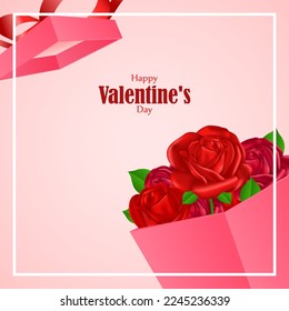 Vector illustration of Happy Valentine's Day concept rose petals background