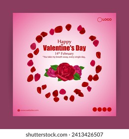 Vector illustration of Happy Valentines Day social media feed template