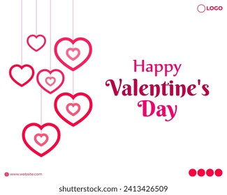 Vector illustration of Happy Valentines Day social media feed template