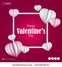 Vector illustration of Happy Valentines Day social media feed template