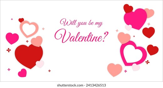 Vector illustration of Happy Valentines Day social media feed template