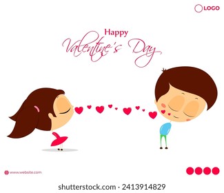 Vector illustration of Happy Valentines Day social media feed template