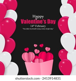 Vector illustration of Happy Valentines Day social media feed template