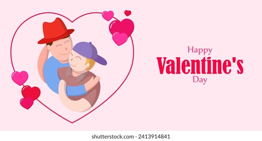 Vector illustration of Happy Valentines Day social media feed template