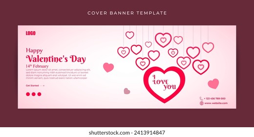 Vector illustration of Happy Valentines Day social media feed template