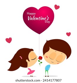 Vector illustration of Happy Valentines Day social media feed template