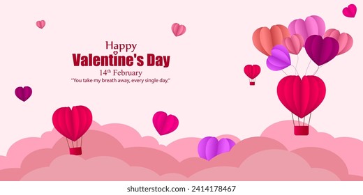 Vector illustration of Happy Valentines Day social media feed template