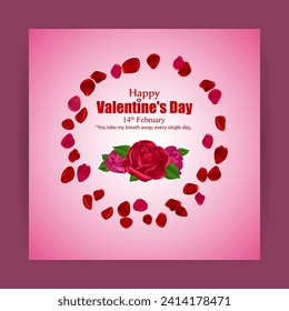 Vector illustration of Happy Valentines Day social media feed template