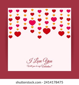 Vector illustration of Happy Valentines Day social media feed template