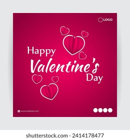 Vector illustration of Happy Valentines Day social media feed template