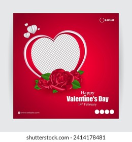 Vector illustration of Happy Valentines Day social media feed template