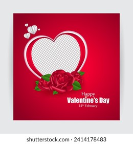 Vector illustration of Happy Valentines Day social media feed template