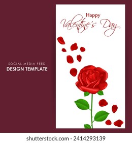 Vector illustration of Happy Valentines Day social media feed template