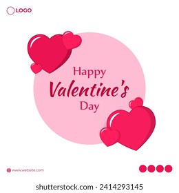 Vector illustration of Happy Valentines Day social media feed template