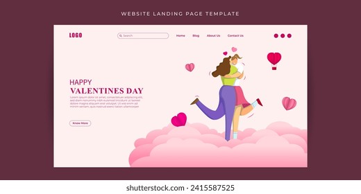 Vector illustration of Happy Valentines Day social media feed template