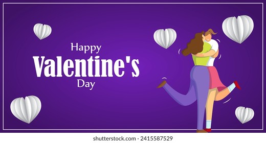 Vector illustration of Happy Valentines Day social media feed template