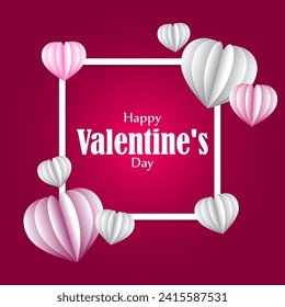 Vector illustration of Happy Valentines Day social media feed template