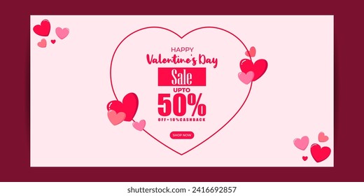 Vector illustration of Happy Valentines Day Sale social media feed template