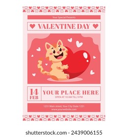 Vector Illustration of Happy Valentine's Day Flyer