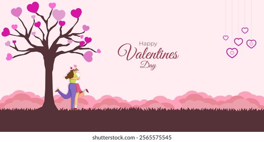 Vector illustration of Happy Valentine's Day social media template