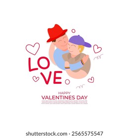 Vector illustration of Happy Valentine's Day social media template