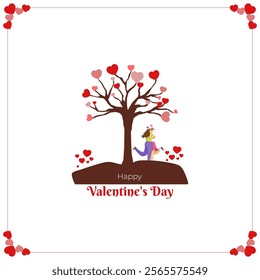 Vector illustration of Happy Valentine's Day social media template