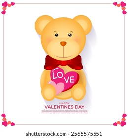 Vector illustration of Happy Valentine's Day social media template