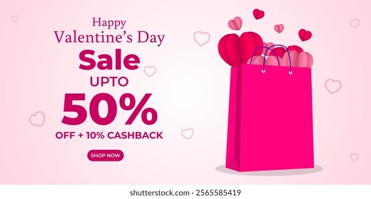 Vector illustration of Happy Valentine's Day Sale social media template