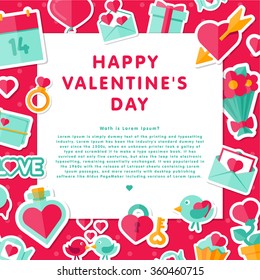  Ilustración vectorial. Felices antecedentes del día de San Valentín en un estilo minimalista