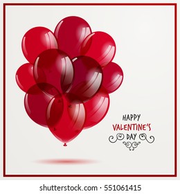 Vector Illustration of a Happy Valentines Day Design with Red Balloons