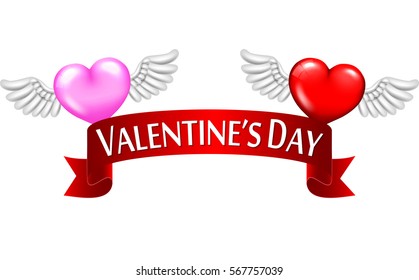 vector illustration of Happy Valentine's day red heart