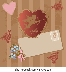 Vector illustration Happy Valentine's Day with Hearts and Flowers 