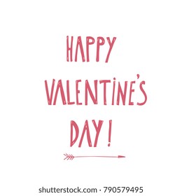 Vector illustration of Happy Valentine's day greeting words and arrow.