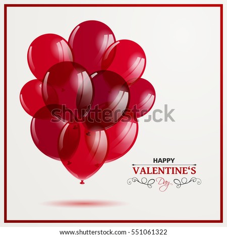 Vector Illustration of a Happy Valentines Day Design with Red Balloons