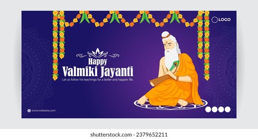Vector illustration of Happy Valmiki Jayanti social media feed template written hindi text means happy valmiki jayanti 