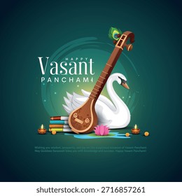 Vektorgrafik des glücklichen Vasant Panchami puja von Indien. Kreatives Design für Banner, Poster, Karte.