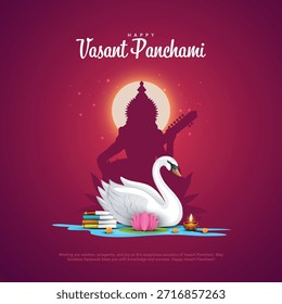Ilustración vectorial del feliz Vasant Panchami puja de la India. Diseño creativo para el Anuncio, cartel, tarjeta.