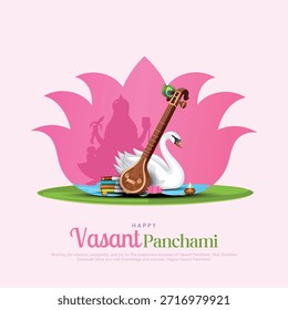 Ilustración vectorial del feliz Vasant Panchami puja de la India. Diseño creativo para el Anuncio, cartel, tarjeta.
