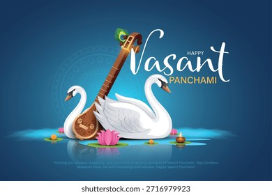 Ilustração vetorial do feliz puja vasant Panchami da Índia. Design criativo para banner, poster, cartão.