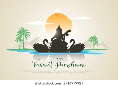Ilustração vetorial do feliz puja vasant Panchami da Índia. Design criativo para banner, poster, cartão.