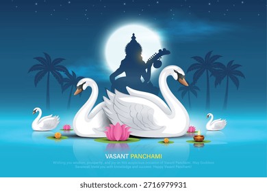 Ilustração vetorial do feliz puja vasant Panchami da Índia. Design criativo para banner, poster, cartão.