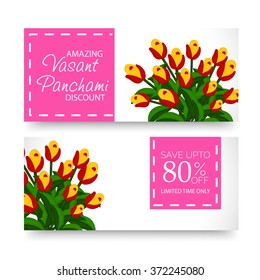 Vector illustration of a Happy Vasant Panchami  Sale Header.