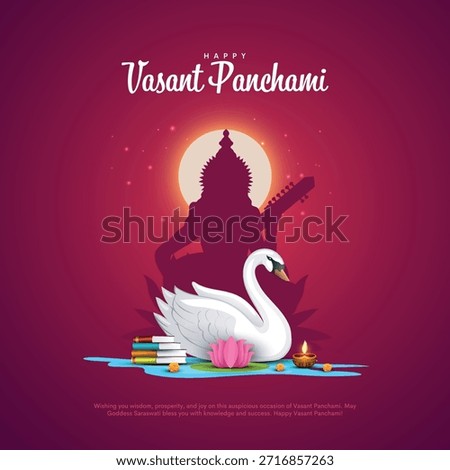 Vector illustration of happy Vasant Panchami puja of India. Creative design for banner, poster, card.