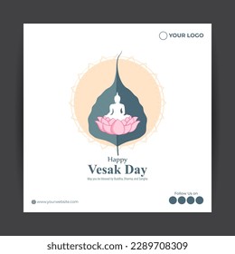 Vector illustration of Happy Vesak Day social media story feed mockup template