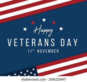Vector illustration with Happy Veterans Day. November 11 holiday background. Celebration poster with stars. Greeting card.