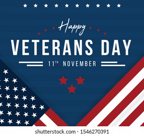 Vector illustration Happy Veterans Day. November 11 holiday background. Celebration poster with flag