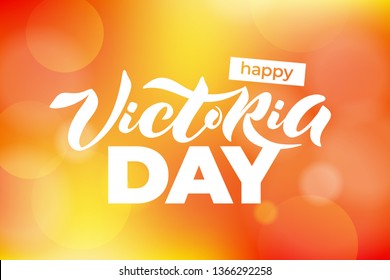 Vector illustration of Happy Victoria Day text for greeting card, invitation, poster. Lettering for holiday in Canada.