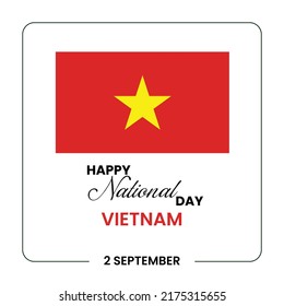Vector illustration of Happy Vietnam National Day 02 September. Waving flags isolated on gray background.
