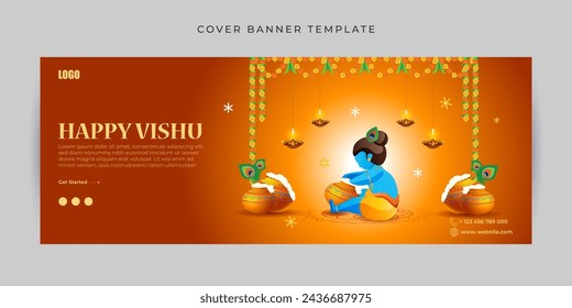 Vector illustration of Happy Vishu Facebook cover banner Template